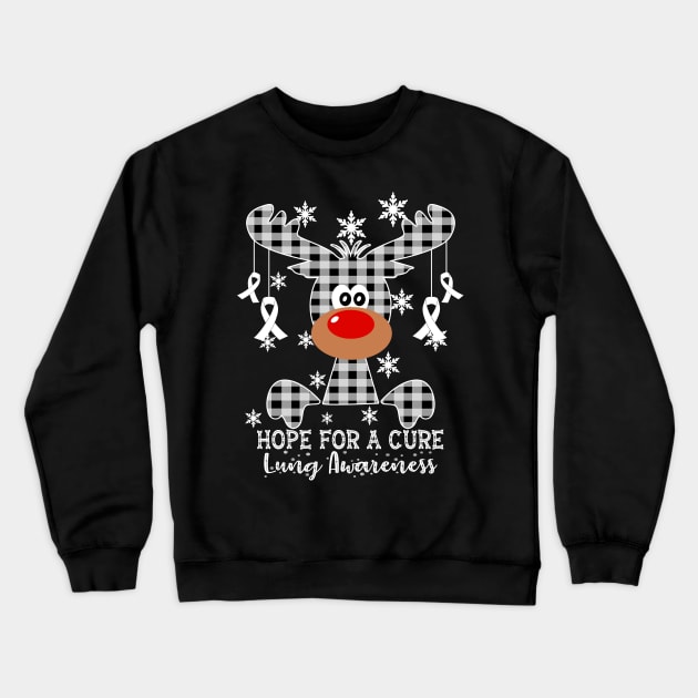 Reindeer Hope For A Cure Lung Awareness Christmas Crewneck Sweatshirt by HomerNewbergereq